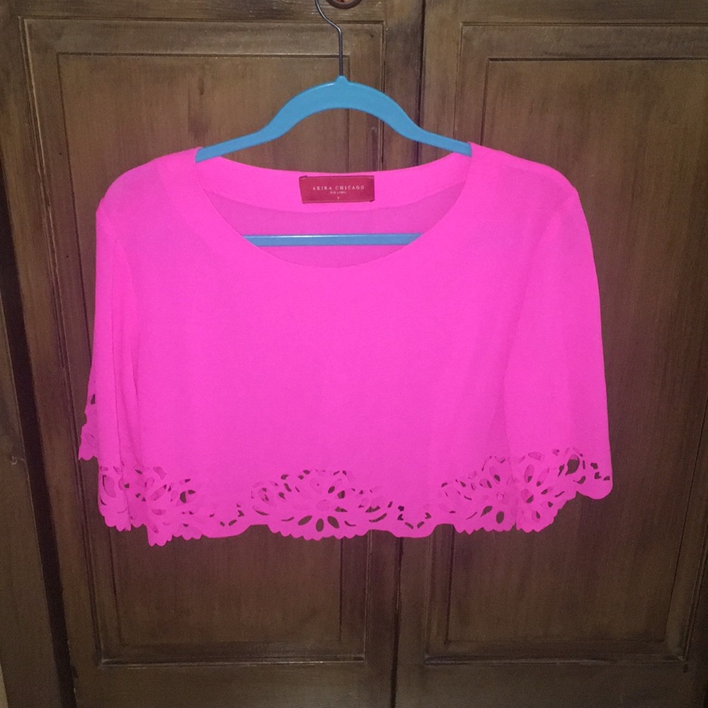 Pink sheer crop top